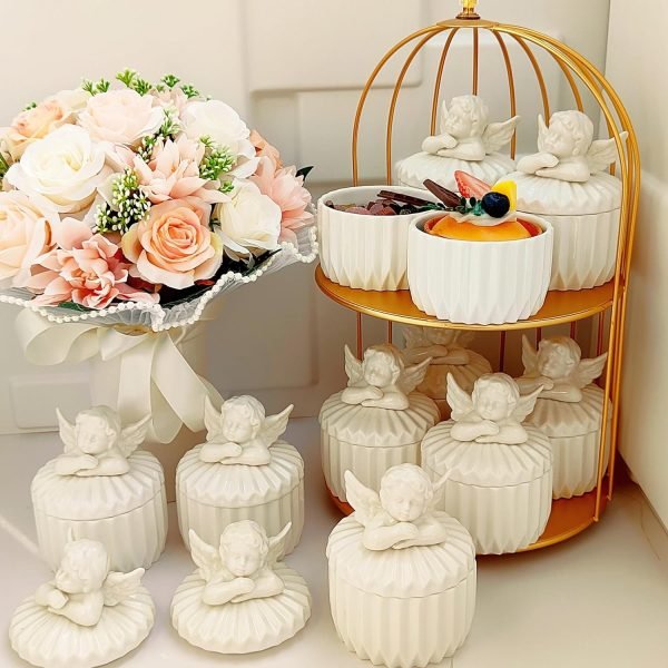 Goodsright Decor Decorative Jar with Lid Pink-Vintage Jewelry Box Ceramics-Small Decorative Boxs Glass-Candy Coffee Cookie Small Jars with Lids for Kitchen
