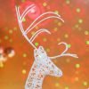 Goodsright Decor 2pc Set White Pinecone Rattan Thread String Christmas Reindeer Figurine Table Desk Decorations Glittering Xmas Holiday Party Supply