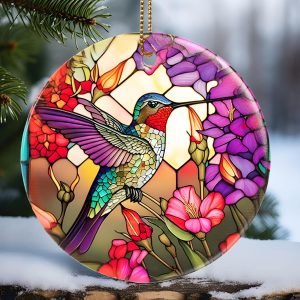 Goodsright Decor Christmas Ornament, Christmas Decoration, Holiday Present Idea, Heirloom Keepsake, Round Ceramic, Gift Exchange, Gift Idea, Hummingbird