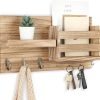 Goodsright Decor Mail Organizer for Wall Mount ?C Key Holder with Shelf Includes Letter Holder and Hooks for Coats, Dog Leashes ?C Rustic Wood with Flush Mounting Hardware (16.5?? x 8.7?? x 3.5??)
