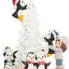 Goodsright Decor Precious Moments Light Up Figurine | Tree-mendous Fun Girl with Penguins | LED Lighted Resin/Acrylic Tabletop Christmas Tree Figurine | Holiday Decor & Gift | Hand-Painted