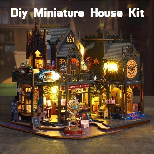 Goodsright Decor DIY Miniature Dollhouse Kit, Tiny House Kit with Dust Proof Cover and Music Box, DIY Wooden Dollhouse Kit Miniature House Kit, Creative Room Idea for Adult Magic House DIY Kits