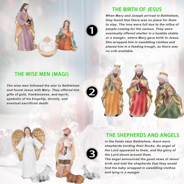 Goodsright Decor Christmas Nativity Set,7.5" Colorful Collectible Religious Decoration, Indoor Holiday Decoration in Gift Box 11-Piece Set
