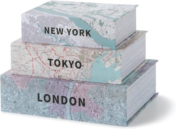 Goodsright Decor Decorative Storage Boxes - Set of 5: Antique Memory Keepsake Boxes with Lids, Travel Cardboard Storage for Organizing and Home D??cor, Unique Gift Boxes with Magnetic Closure