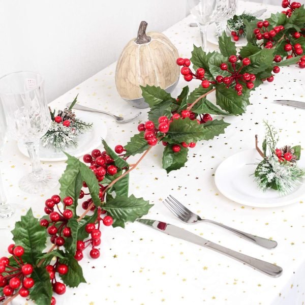 Goodsright Decor 6FT Red Berry Christmas Garland, Flexible Artificial Berry Garland for Indoor Outdoor Home Fireplace Decoration for Winter Christmas Holiday New Year Decor