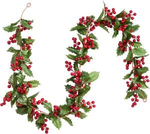Goodsright Decor 6FT Red Berry Christmas Garland, Flexible Artificial Berry Garland for Indoor Outdoor Home Fireplace Decoration for Winter Christmas Holiday New Year Decor