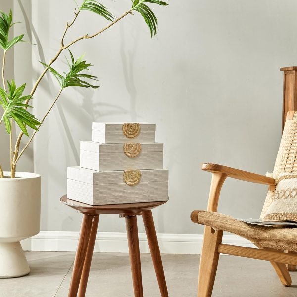 Goodsright Decor Faux Leather Decorative Boxes - Pack of 3 Decorative Boxes, Modern Decorative Box, Stackable Decorative Box Organizer, Aesthetic & Fancy Decorative Box