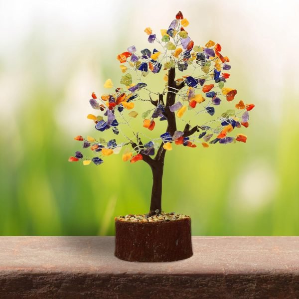 Goodsright Decor Ethnic Asia Multicolor Reiki Gemstones Money Tree Home D??cor 9" Inches Decoration Gems