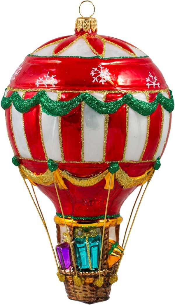 Goodsright Decor Christmas  Collection Holiday Balloon Blown Glass Christmas Tree Ornament (Balloon with Gifts)