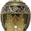 Goodsright Decor Faberg?? Egg 5-Inch Blown Glass Christmas Tree Ornament Holiday Poinsettia (Onyx Black)