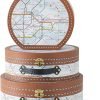 Goodsright Decor Round-Edged Cardboard Decorative Storage Boxes with Lids: Set of 3 Metro Route Themed Gifts, Mini Vintage Suitcases, Transit Map Decorated Boxes, Scrapbook Storage Boxes, Prop Storage Boxes