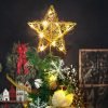 Goodsright Decor Christmas Tree Topper Farmhouse Christmas Decor Christmas Tree Decorations Rattan Natural Christmas Tree Star with 10 Warm LED Lights for Rustic Christmas Ornaments Holiday Seasonal Decoration 10 Inch