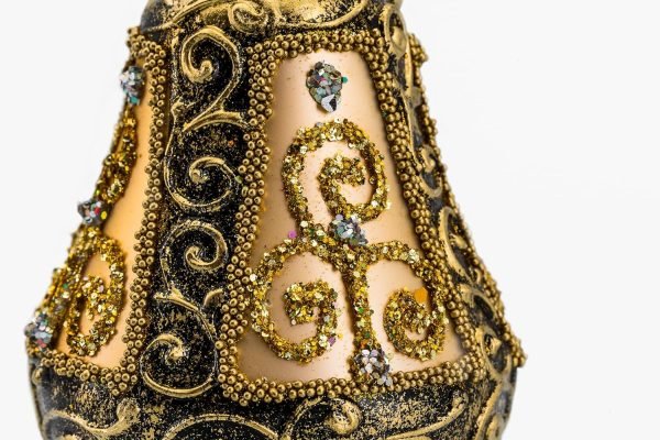 Goodsright Decor Christmas Bell Ornament 4-Inch Blown Glass (Gold Embellished)