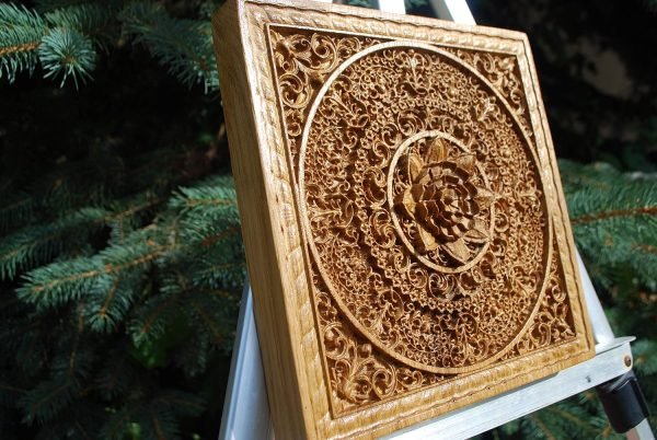 Goodsright Decor Mandala Wood carved Oriental Home decor Wall Hanging Art Work Oriental ornament Bed Panel Wood gift