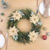 Goodsright Decor 24Pcs Christmas Glitter Poinsettia Flowers, Artificial Christmas Flower with Clips Glitter Christmas Tree Ornaments for Wedding Party Holiday Wreath Table Decoration