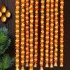 Goodsright Decor Artificial Marigold Flowers Garland with Golden Bells | Set of 10 | Orange, Yellow | 4.5 Feet | Bandhanwar Flower Garland String for Home, Party | Door Hanging Diwali Decorations for Home