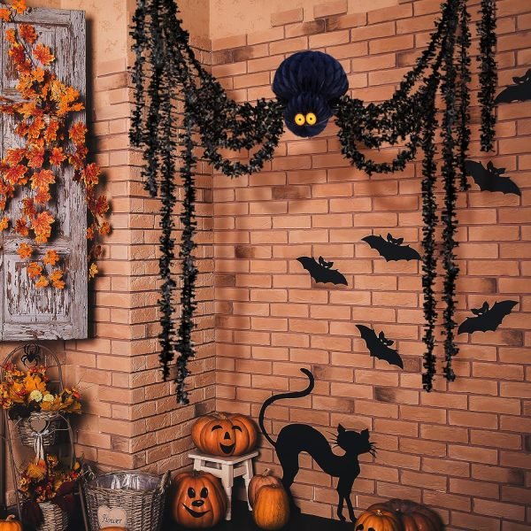 Goodsright Decor Halloween Hanging Spider, Halloween Honeycomb Pendant Ornaments, Perfect for Halloween Kids' Party Decoration, Haunted House, Indoor Outdoor Hanging Halloween Decor