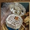 Goodsright Decor Vintage Jewelry Box for Women 1950s, Trinket Boxes Crystal Small Jewelry Box for Girls, Ring &Earring Holder Organizer, Antique Jewelry Case, White Jewelry Box with Pearl and Rhinestone