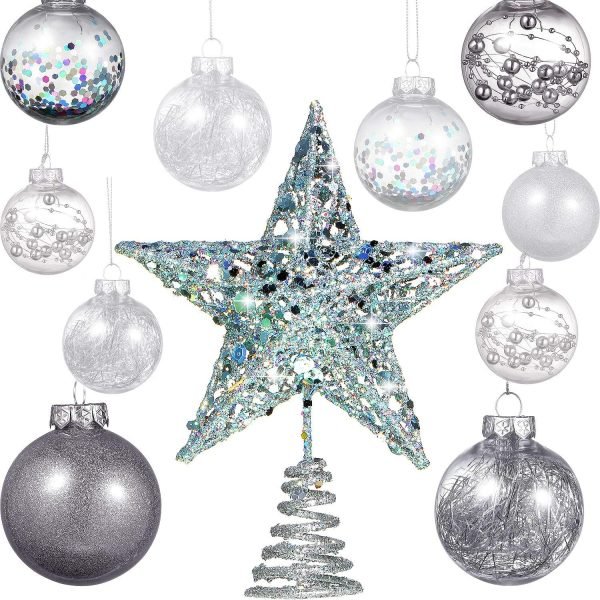 Goodsright Decor 24 Pieces 2.36 Inch Shatterproof Plastic Christmas Ball Ornaments Tree Balls with One Christmas Tree Star for Christmas New Years Present Wedding Home Holiday Party Decoration (Gold)
