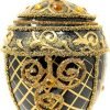 Goodsright Decor Faberg?? Egg 5-Inch Blown Glass Christmas Tree Ornament Holiday Poinsettia (Onyx Black)