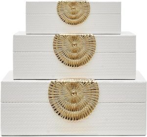 Goodsright Decor Faux Leather Decorative Boxes - Pack of 3 Decorative Boxes, Modern Decorative Box, Stackable Decorative Box Organizer, Aesthetic & Fancy Decorative Box