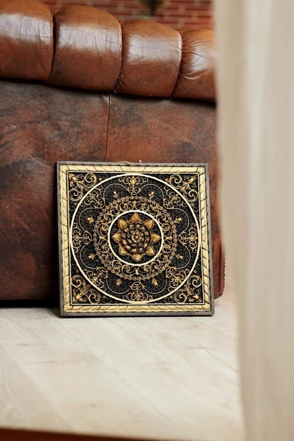 Goodsright Decor Mandala Wood carved Oriental Home decor Wall Hanging Art Work Oriental ornament Bed Panel Wood gift