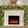 Goodsright Decor 9 FT Artificial Christmas Garland, Pre-Lit 50 LED Battery Operated Lighted Xmas Garland with 8 Modes for Indoor Holiday Door Home Decorations (Red)