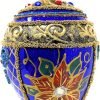 Goodsright Decor Faberg?? Egg 5-Inch Blown Glass Christmas Tree Ornament Holiday Poinsettia (Onyx Black)
