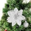 Goodsright Decor 24Pcs Christmas Glitter Poinsettia Flowers, Artificial Christmas Flower with Clips Glitter Christmas Tree Ornaments for Wedding Party Holiday Wreath Table Decoration
