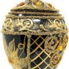 Goodsright Decor Faberg?? Egg 5-Inch Blown Glass Christmas Tree Ornament Holiday Poinsettia (Onyx Black)