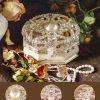 Goodsright Decor Vintage Jewelry Box for Women 1950s, Trinket Boxes Crystal Small Jewelry Box for Girls, Ring &Earring Holder Organizer, Antique Jewelry Case, White Jewelry Box with Pearl and Rhinestone