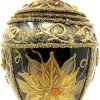 Goodsright Decor Faberg?? Egg 5-Inch Blown Glass Christmas Tree Ornament Holiday Poinsettia (Onyx Black)