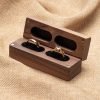 Goodsright Decor Wooden Double Ring Box for Wedding Ceremony Engagement, Ring Storage Holder Decorative Box for 2 Rings