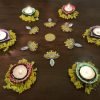 Goodsright Decor Floor Home Decoration for Festival Diwali Acrylic Traditional Handmade Inerior Decoration Wall Decoration Sticker Wedding D??cor Party Gift Gifting Small Rangoli Size: 7" - Diya Shape