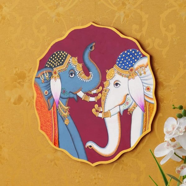 Goodsright Decor Craft Handpainted Pichwai Cow Painting On Wooden Plate For Home Decor, Handmade Gifts, Indian Art, Ethnic Wall Decor (12 X 12 INCH) BY Crafted Creations.