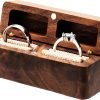 Goodsright Decor Wooden Double Ring Box for Wedding Ceremony Engagement, Ring Storage Holder Decorative Box for 2 Rings
