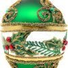 Goodsright Decor Faberg?? Egg 5-Inch Blown Glass Christmas Tree Ornament Mistletoe Leaves (Green Matte)