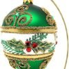 Goodsright Decor Faberg?? Egg 5-Inch Blown Glass Christmas Tree Ornament Mistletoe Leaves (Green Matte)