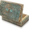 Goodsright Decor Great Birthday Gifts Handmade Decorative Wooden Jewelry Box Tree Of Life Carving Jewelry Organizer Keepsake Box Treasure Chest Trinket Holder Watch Box Storage Lock Box Housewarming Gift (Blue)