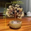 Goodsright Decor Yellow Crystal Delicate Design Hair Fortune Tree Small Home Ornament with Good Luck Natural Ornament Gift
