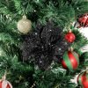 Goodsright Decor 24Pcs Christmas Glitter Poinsettia Flowers, Artificial Christmas Flower with Clips Glitter Christmas Tree Ornaments for Wedding Party Holiday Wreath Table Decoration